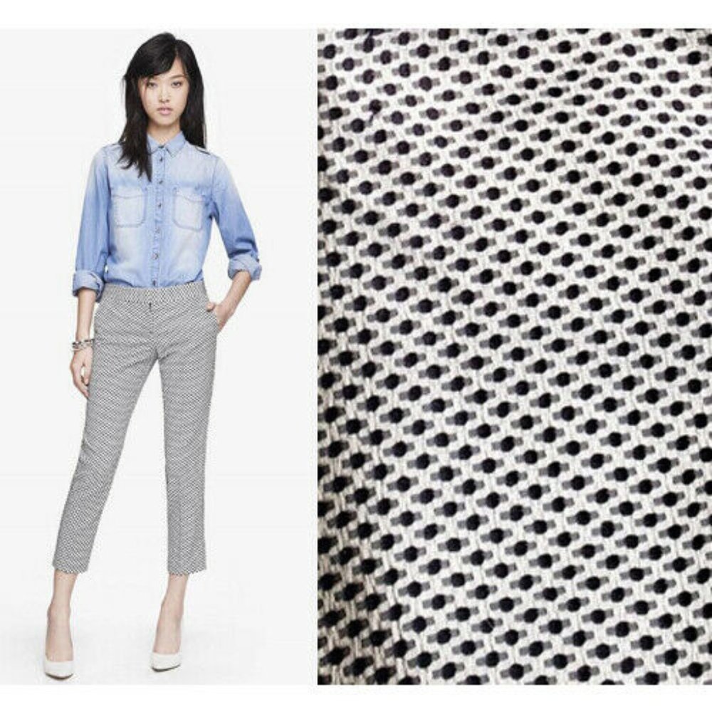 Express Editor Crop Dress Pants Black White Dots C